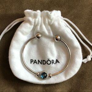Authentic Pandora Bracelet Bangle Charm & Stopper